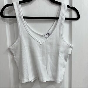 Cotton On White Crop Ribbed Tank Women’s Large NWT